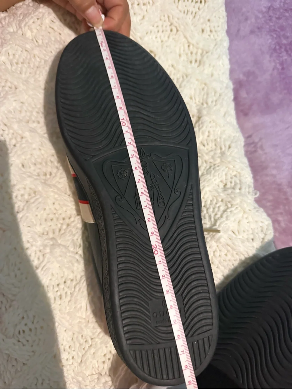 Gucci Black Leather Sneakers with Cream Strap and Red Accent